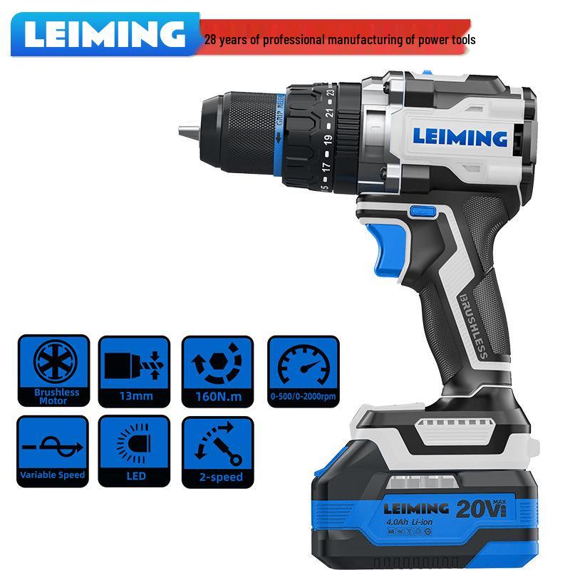 Leiming 20V Brushless Cordless Drill, 160N.m High-Power Impact Electric Screwdriver 20V Charger
Leiming 20V Brushless Cordless Drill, 160N.m High-Power Impact Electric Screwdriver 20V Charger