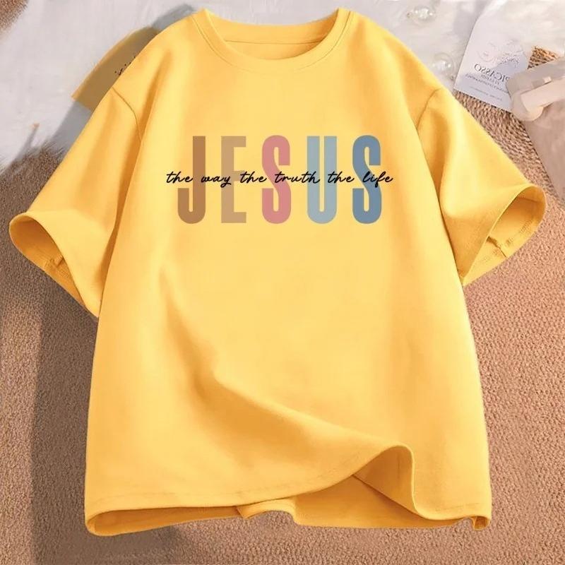 Fashionable Jesus letter printed Harajuku style aesthetic Tshirt for Womens daily versatile short sleeved Tshirt 4XL
Fashionable Jesus letter printed Harajuku style aesthetic Tshirt for Womens daily versatile short sleeved Tshirt 4XL
