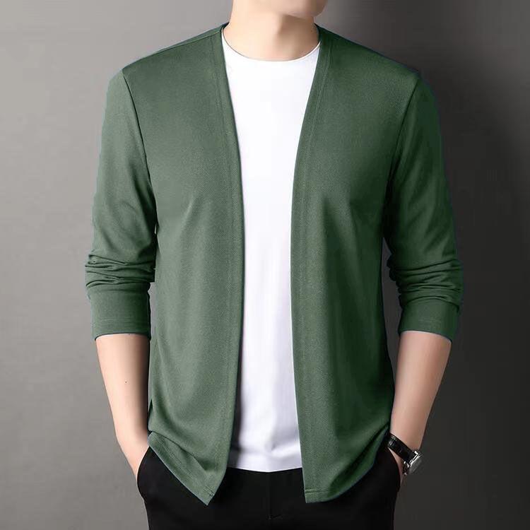 Кардиган Slim Fit для мужчин, тонкая верхняя одежда на весну и осень, повседневная, с длинным рукавом, модная, универсальная, однотонная, облегающая, осень S темно-зеленого
Кардиган Slim Fit для мужчин, тонкая верхняя одежда на весну и осень, повседневная, с длинным рукавом, модная, универсальная, однотонная, облегающая, осень S темно-зеленого