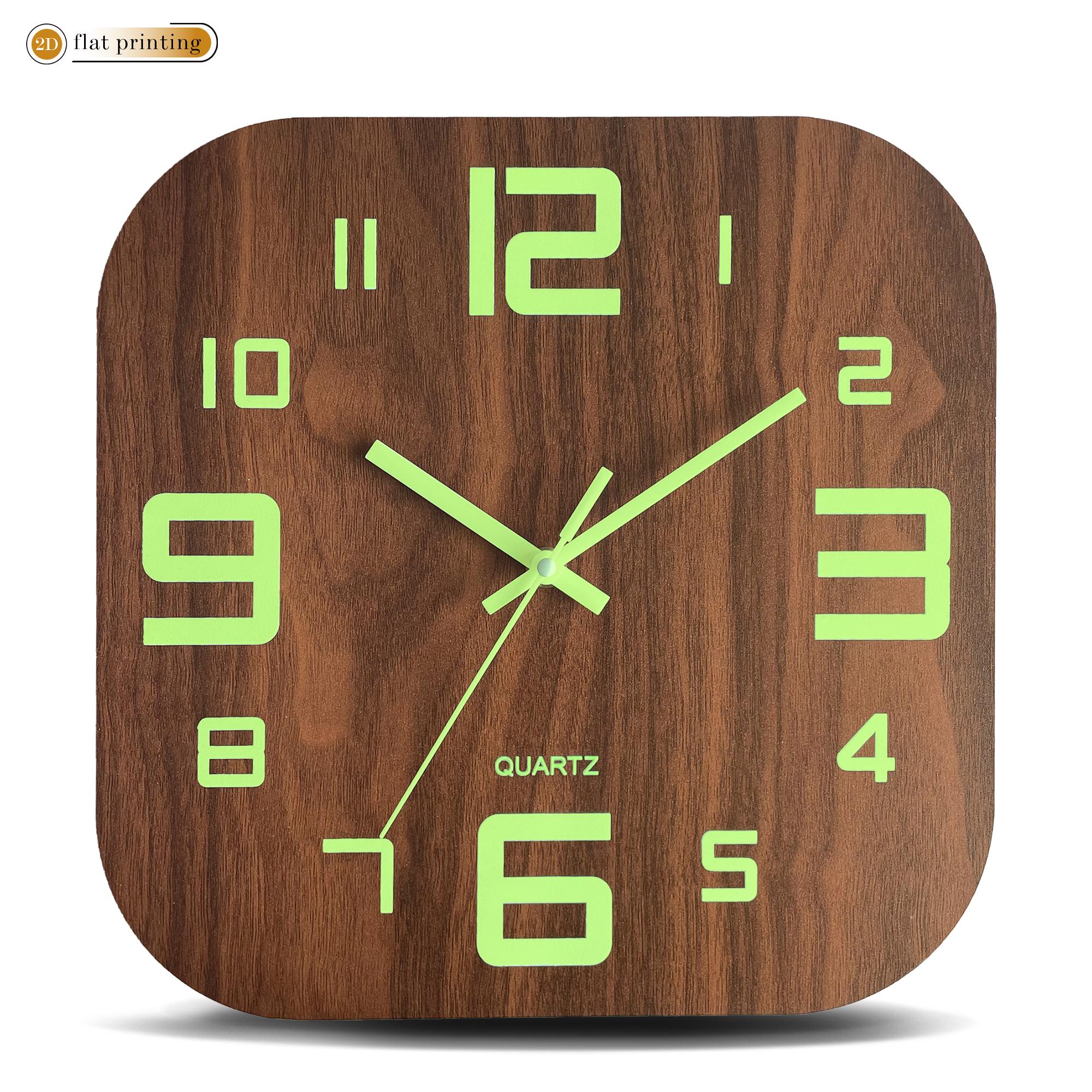 Square Glow-in-the-Dark Wall Clock with Bright Luminescent Numbers, Quartz Movement, for Home/Office Decor (Wood Tone) 12 inch
Square Glow-in-the-Dark Wall Clock with Bright Luminescent Numbers, Quartz Movement, for Home/Office Decor (Wood Tone) 12 inch