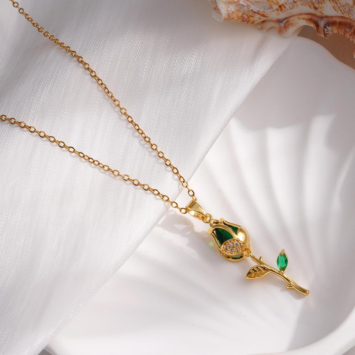 Elegant Colorful Zircon Tulip Flower Pendant Necklaces for Women Shiny Sweet Stainless Steel Chain Gold Color Charm Jewelry Gift
Elegant Colorful Zircon Tulip Flower Pendant Necklaces for Women Shiny Sweet Stainless Steel Chain Gold Color Charm Jewelry Gift