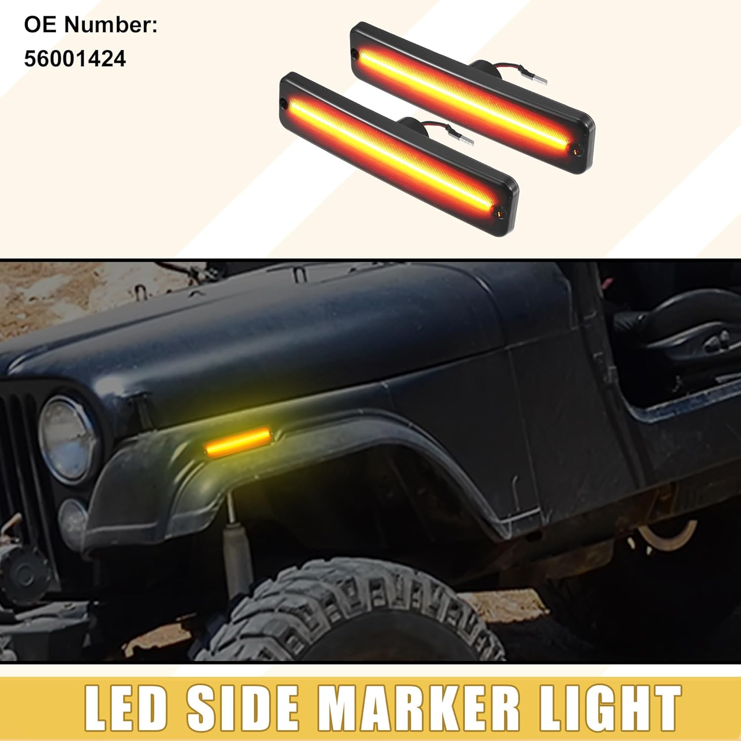 LED Side Marker Light 56001424 Front Driver Passenger Turn Signal Lights Fender Sidemarker Lamps for Jeep Wrangler YJ Black Lens Amber Light 1 Pair
LED Side Marker Light 56001424 Front Driver Passenger Turn Signal Lights Fender Sidemarker Lamps for Jeep Wrangler YJ Black Lens Amber Light 1 Pair