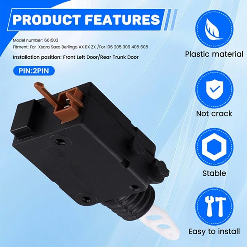 A28G-661503 Door Lock Motor Actuator For Peugeot 106 205 309 405 605 Citroen Xsara Saxo Berlingo AX BX ZX Black 2PIN
A28G-661503 Door Lock Motor Actuator For Peugeot 106 205 309 405 605 Citroen Xsara Saxo Berlingo AX BX ZX Black 2PIN