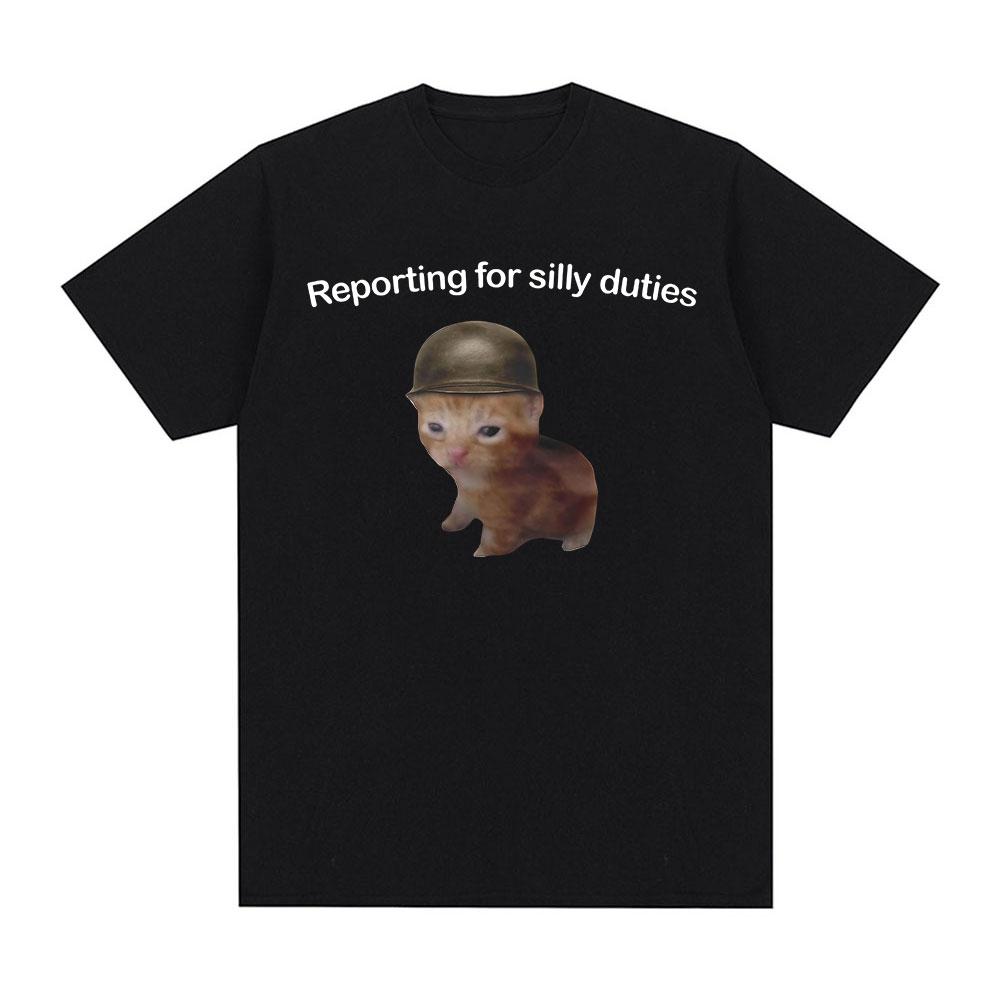 Reporting for Silly Duties Funny Cat Meme T-Shirt Men Women Fashion Casual T-shirts Cotton Loose Short Sleeve T Shirt Streetwear 5XL різнокольоровий
Reporting for Silly Duties Funny Cat Meme T-Shirt Men Women Fashion Casual T-shirts Cotton Loose Short Sleeve T Shirt Streetwear 5XL різнокольоровий