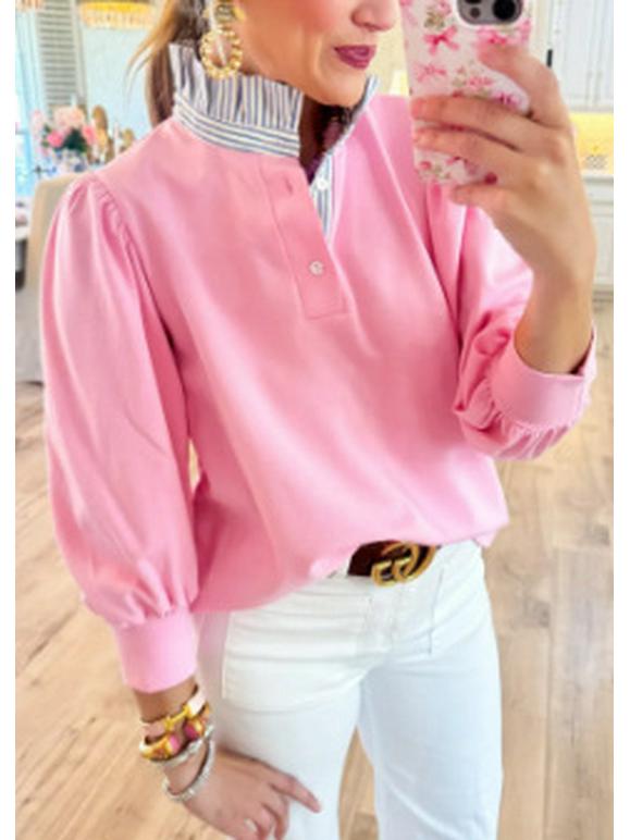 Женская модная повседневная рубашка с воротником-стойкой и рукавом 3/4 L розовый
Женская модная повседневная рубашка с воротником-стойкой и рукавом 3/4 L розовый