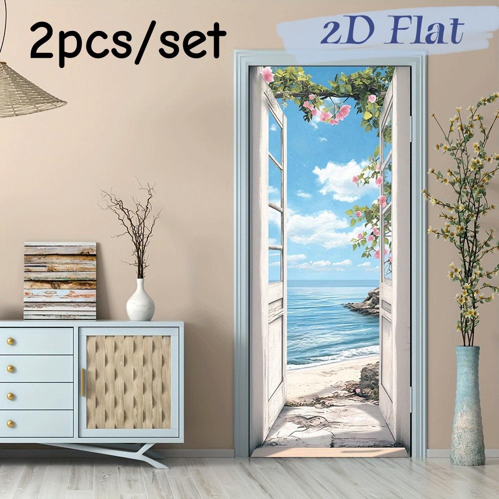 2pcs This three-dimensional decorative door wall sticker is framed with a white wooden door, with blue sea and sky, beach reefs, (as the picture,38.5x200cmx2)
2pcs This three-dimensional decorative door wall sticker is framed with a white wooden door, with blue sea and sky, beach reefs, (as the picture,38.5x200cmx2)