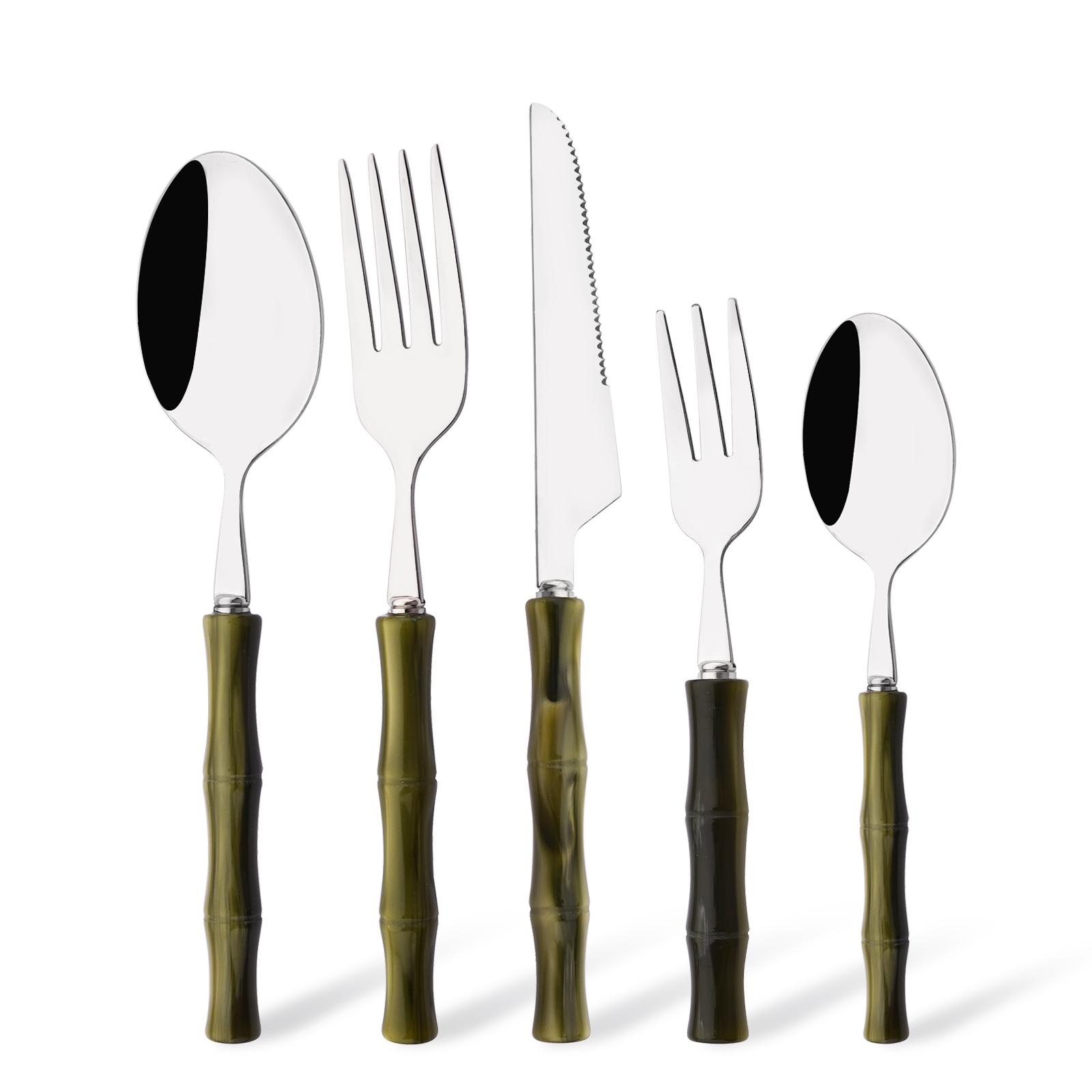 304 Stainless Steel Flatware Set with Acrylic Handle, Modern Silverware for Home Kitchen Restaurant, Bamboo Style Design, 5 Pieces Service for 1 зелений
304 Stainless Steel Flatware Set with Acrylic Handle, Modern Silverware for Home Kitchen Restaurant, Bamboo Style Design, 5 Pieces Service for 1 зелений