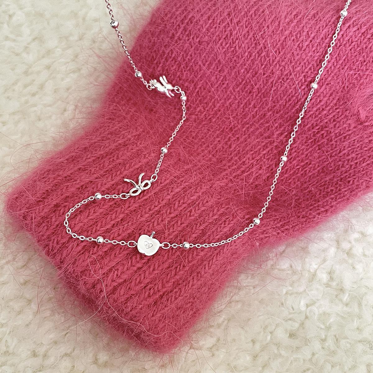 925 sterling silver rabbit chasing apple necklace women s niche high-end bow collarbone chain fashionable versatile jewelry 925 silver
925 sterling silver rabbit chasing apple necklace women s niche high-end bow collarbone chain fashionable versatile jewelry 925 silver