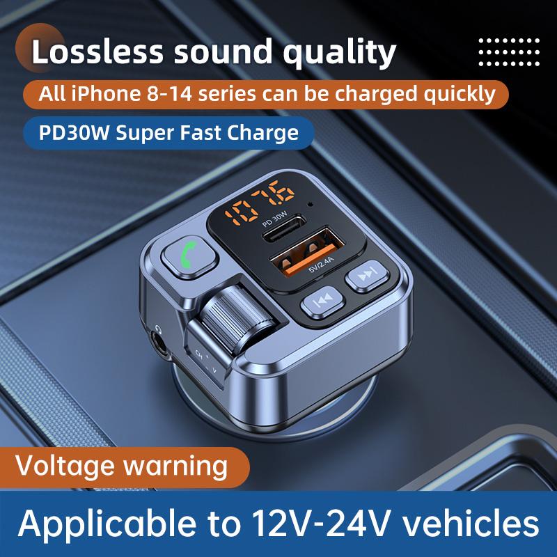 T16 PD 30W Car Charger Bluetooth-compatible MP3 Player FM Transmitter Charger Adapter with LED Screen Type A
T16 PD 30W Car Charger Bluetooth-compatible MP3 Player FM Transmitter Charger Adapter with LED Screen Type A