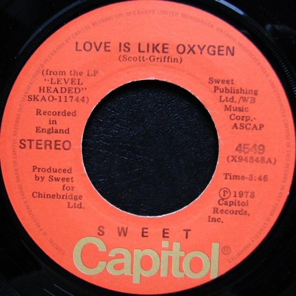 7inch Record SWEET Love Is Like Oxygen Cover Girl 4549 CAPITOL RECORDS 1978 Canada Rock Used
7inch Record SWEET Love Is Like Oxygen Cover Girl 4549 CAPITOL RECORDS 1978 Canada Rock Used