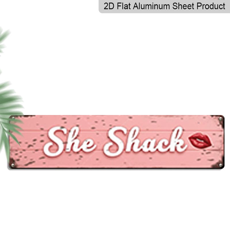 2D Flat - A Single Metal Sign Measuring 15.7X3.94 Inches in A Rustic Pink Color, Featuring The Phrase She Shack - Aluminum Decorative Sign. This 40cm x 10cm
2D Flat - A Single Metal Sign Measuring 15.7X3.94 Inches in A Rustic Pink Color, Featuring The Phrase She Shack - Aluminum Decorative Sign. This 40cm x 10cm