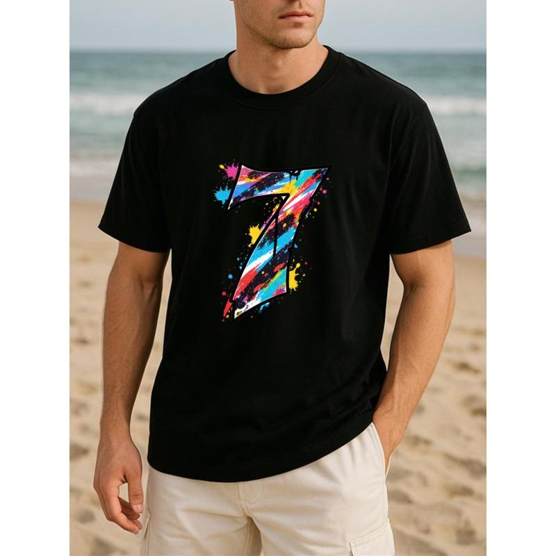 European Size Men Number 7 Print Cotton T-Shirt - Relaxed Fit Short Sleeve Round Neck Casual Shirt, Suitable for All Seasons, Machine Washable 4XL
European Size Men Number 7 Print Cotton T-Shirt - Relaxed Fit Short Sleeve Round Neck Casual Shirt, Suitable for All Seasons, Machine Washable 4XL