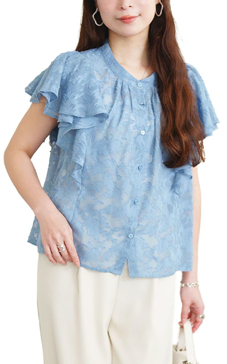 Gold Japan Women s Plus Size Blouse, Short Sleeve, Ruffled Lace, Jacquard, Sheer, Gathered, Spring, Summer, Fall, tana-351058, 5L, Blue
Gold Japan Women s Plus Size Blouse, Short Sleeve, Ruffled Lace, Jacquard, Sheer, Gathered, Spring, Summer, Fall, tana-351058, 5L, Blue