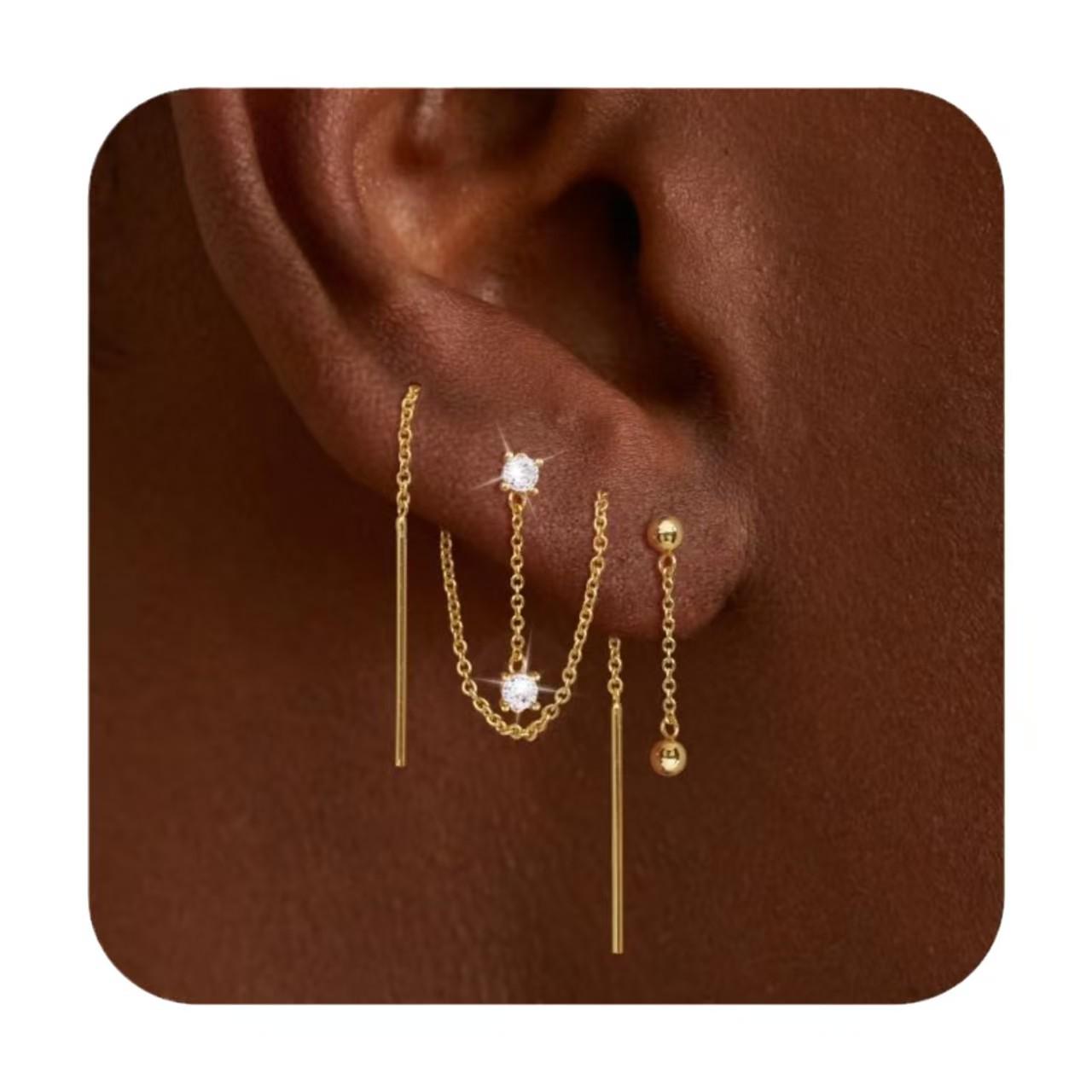 Elegant Women s Gold-Plated Brass Threader Earrings with Zircon Stones
Elegant Women s Gold-Plated Brass Threader Earrings with Zircon Stones