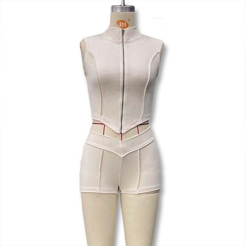 Cross-Border Spring and Summer New European and American Women s Clothing Solid Color Lapel Zipper Slim Fit Crop Top High-Waisted Tight Shorts Set Apricot S
Cross-Border Spring and Summer New European and American Women s Clothing Solid Color Lapel Zipper Slim Fit Crop Top High-Waisted Tight Shorts Set Apricot S