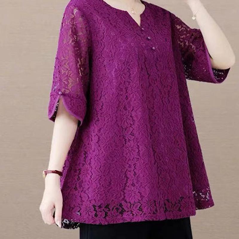 Пуловеры Футболки с круглым вырезом Темперамент Короткий рукав Пуговица Кружево Ажурный Однотонный Летний Тонкий Модный Элегантный Женский 5XL вино красного
Пуловеры Футболки с круглым вырезом Темперамент Короткий рукав Пуговица Кружево Ажурный Однотонный Летний Тонкий Модный Элегантный Женский 5XL вино красного