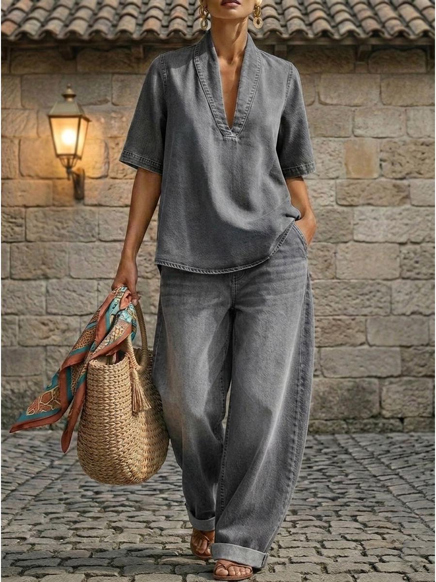 2026 European & American Summer Women s Minimalist Denim Two-Piece Set - Loose, Casual, Solid Color, Comfortable Style XL серый
2026 European & American Summer Women s Minimalist Denim Two-Piece Set - Loose, Casual, Solid Color, Comfortable Style XL серый