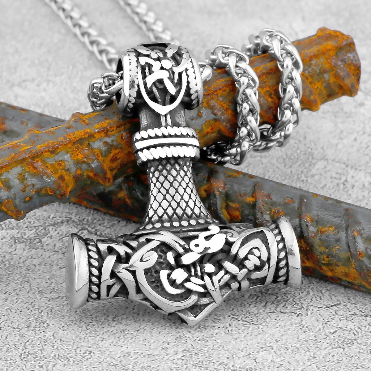 Nordic Stainless Steel Thor s Hammer Viking Necklace Fashion Men Various Styles Personality Amulet Pendant Teenager Jewelry Gift with 60cm chain
Nordic Stainless Steel Thor s Hammer Viking Necklace Fashion Men Various Styles Personality Amulet Pendant Teenager Jewelry Gift with 60cm chain