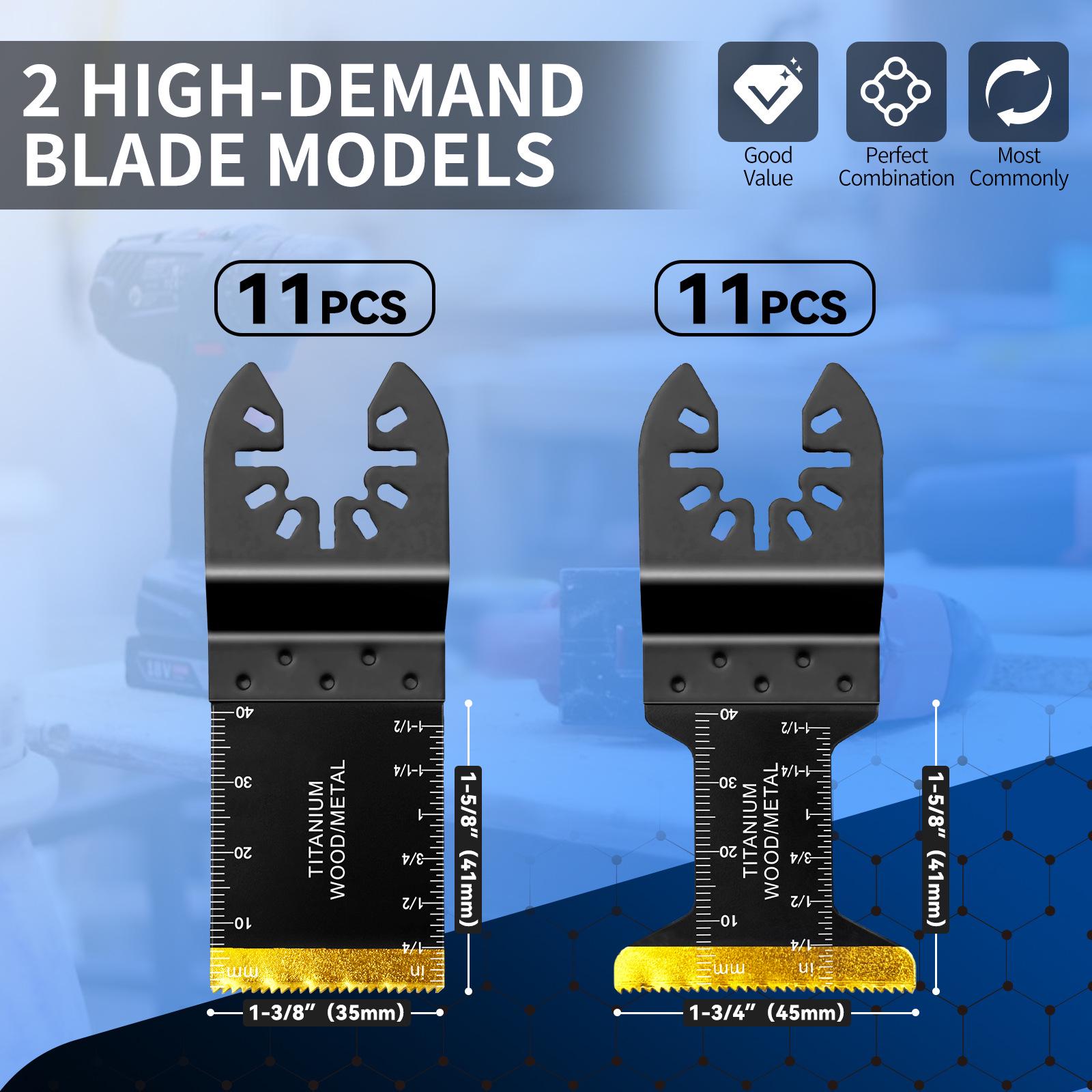 22-Piece Bi-Metal Titanium Saw Blade & Trimmer Oscillating Tool Set
22-Piece Bi-Metal Titanium Saw Blade & Trimmer Oscillating Tool Set