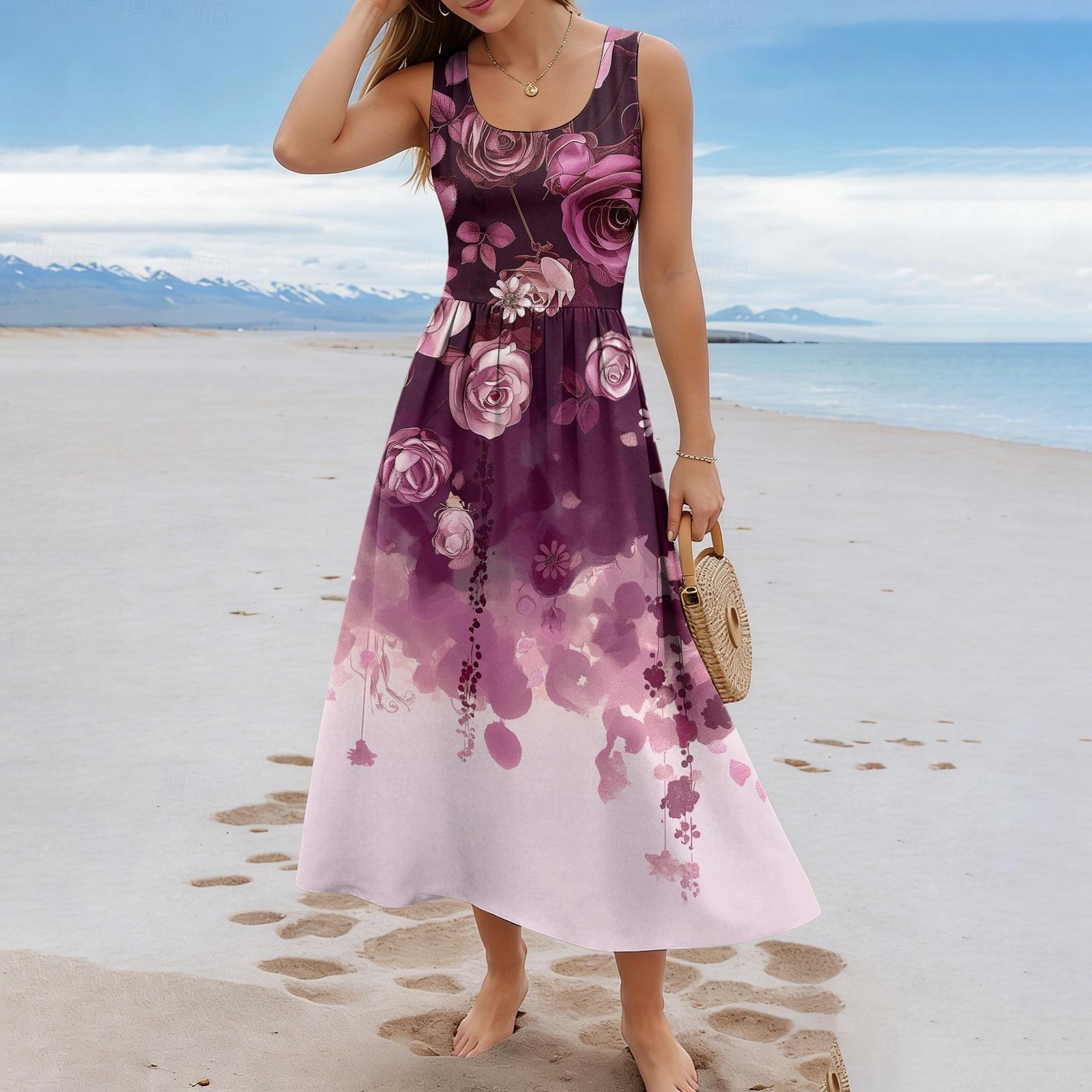 Ladies floral summer casual and fashionable sleeveless long dress L фіолетовий
Ladies floral summer casual and fashionable sleeveless long dress L фіолетовий