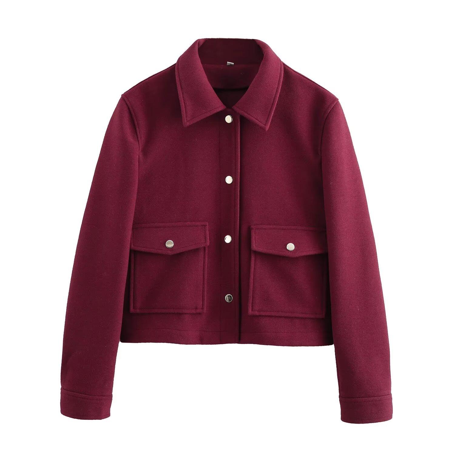 New autumn models, women s clothing, European and American French design, fashionable and versatile casual double-pocket woolen jacket S бордовий
New autumn models, women s clothing, European and American French design, fashionable and versatile casual double-pocket woolen jacket S бордовий