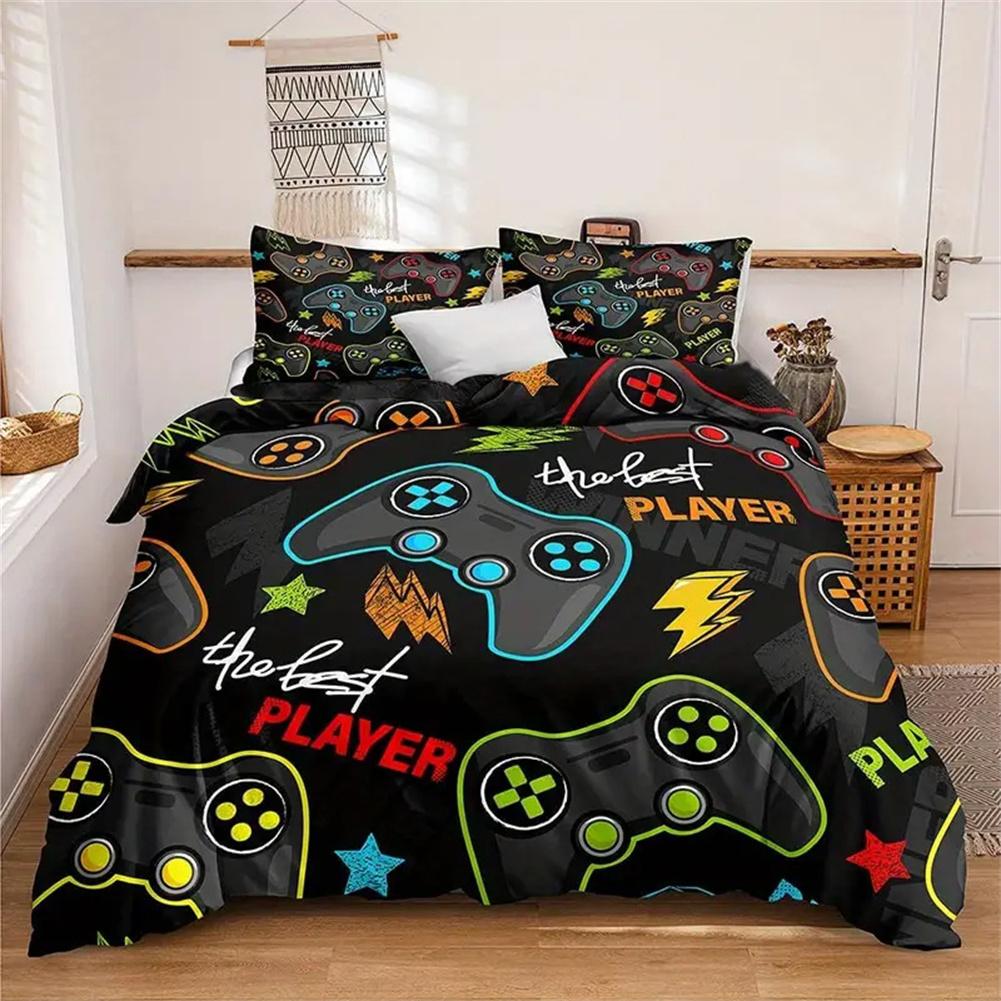 Gaming Bedding Duvet Cover Set Single, Kids Gamepad Gamer Soft Zipper Childrens Full Bed 2 Piece Quilt Covers and Pillowcases 135x200cm
Gaming Bedding Duvet Cover Set Single, Kids Gamepad Gamer Soft Zipper Childrens Full Bed 2 Piece Quilt Covers and Pillowcases 135x200cm