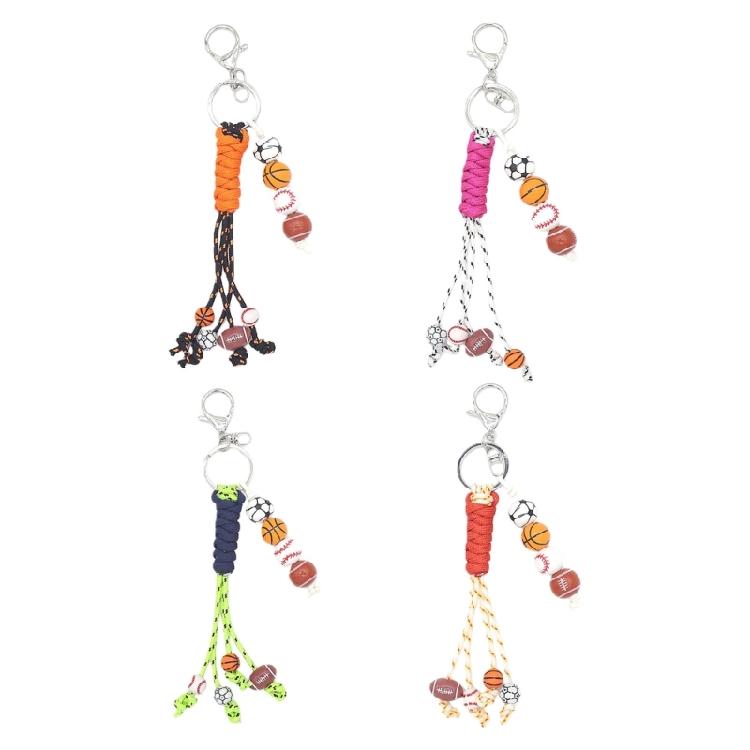 Pack of 4 Fashionable Sporty Keychains Handwoven Polyester Rope Wood Bead Basketball Baseball Football Themes Keyring 1
Pack of 4 Fashionable Sporty Keychains Handwoven Polyester Rope Wood Bead Basketball Baseball Football Themes Keyring 1