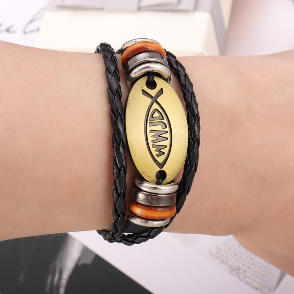 Нові багатошарові шкіряні плетені намистини Браслет Ісуса Шарм Чоловічий браслет Модні релігійні християнські аксесуари Талісман Ювелірні вироби
Нові багатошарові шкіряні плетені намистини Браслет Ісуса Шарм Чоловічий браслет Модні релігійні християнські аксесуари Талісман Ювелірні вироби