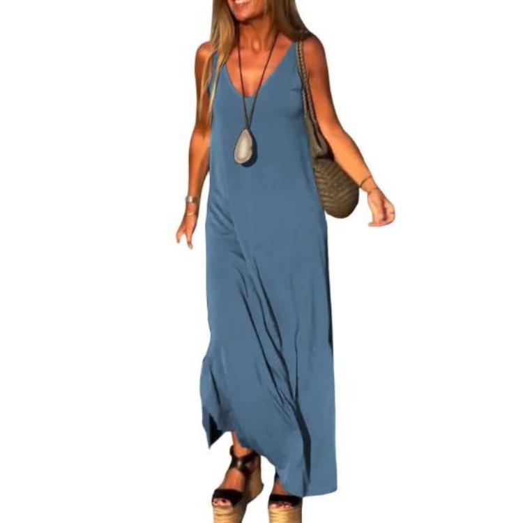 Summer Vacation Beach Dress Women Loose Casual Maxi Sleeveless V Neck Cami Sundress Split Travel Outfit S синий
Summer Vacation Beach Dress Women Loose Casual Maxi Sleeveless V Neck Cami Sundress Split Travel Outfit S синий