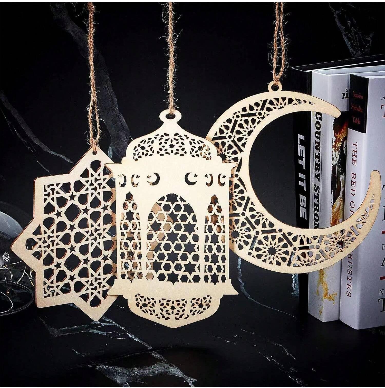 3 pieces of wooden pendant jewelry, decorated with moon, stars, wind chimes, can be used for Eid al Fitr decoration 3pcs
3 pieces of wooden pendant jewelry, decorated with moon, stars, wind chimes, can be used for Eid al Fitr decoration 3pcs