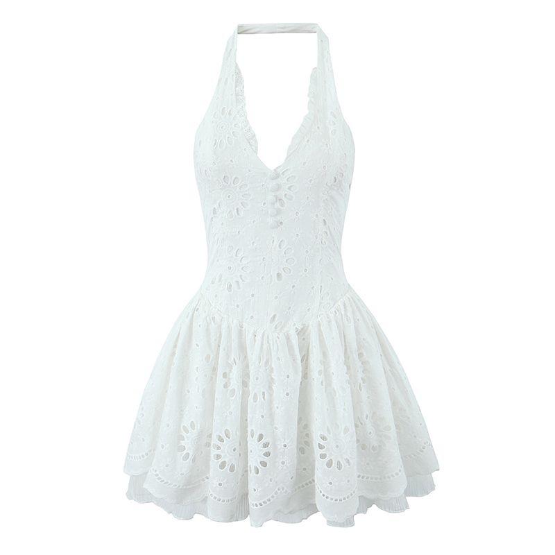 Human Fairy Vietnam Niche French style Pure Desire Girl Lace Embroidery Deep V-neck Hanging Neck Sling A Word Dress White Embroider Neck Dress L
Human Fairy Vietnam Niche French style Pure Desire Girl Lace Embroidery Deep V-neck Hanging Neck Sling A Word Dress White Embroider Neck Dress L
