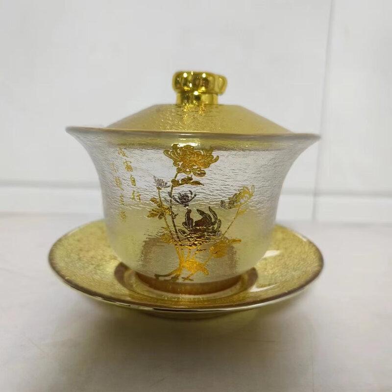 Shangqi Gold-Painted Hammered Glass Gaiwan
Shangqi Gold-Painted Hammered Glass Gaiwan