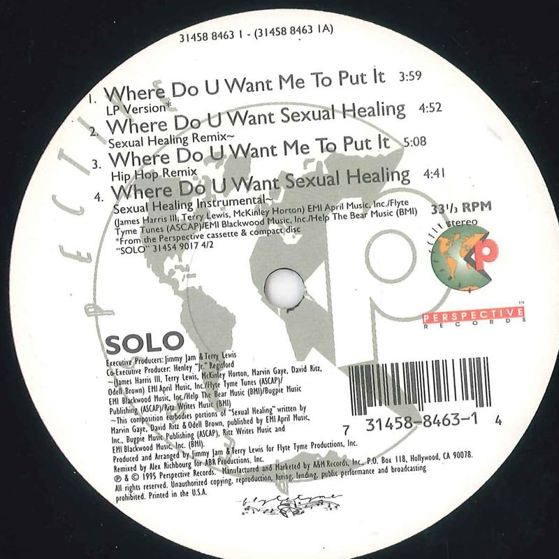 12inch Record SOLO - Where Do You Want Me To Put It 3145884631 PERSPECTIVE 1995 US Rap & Hip-Hop/R&B Used
12inch Record SOLO - Where Do You Want Me To Put It 3145884631 PERSPECTIVE 1995 US Rap & Hip-Hop/R&B Used