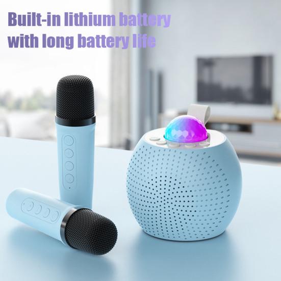 Bluetooth-совместимый динамик с микрофонами, объемным звуком, компактный портативный мини-игрушка для караоке с проектором звезд чёрный
Bluetooth-совместимый динамик с микрофонами, объемным звуком, компактный портативный мини-игрушка для караоке с проектором звезд чёрный