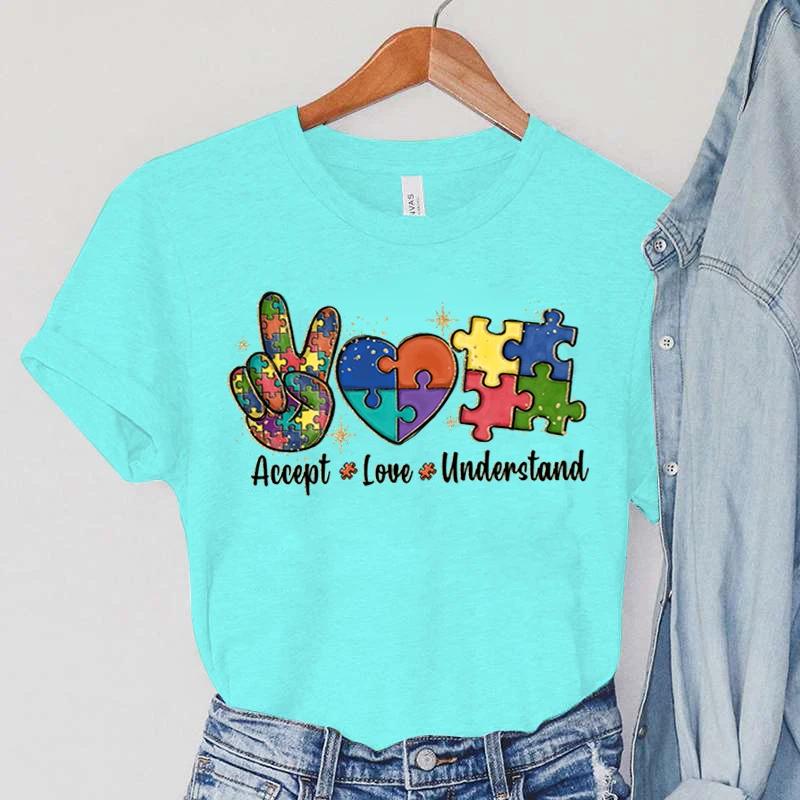 Accept Love and Understand Print Tshirts Autism Awareness T Shirts Color Puzzle Block Womens Tees Harajuku Korean Tops 2023 S
Accept Love and Understand Print Tshirts Autism Awareness T Shirts Color Puzzle Block Womens Tees Harajuku Korean Tops 2023 S
