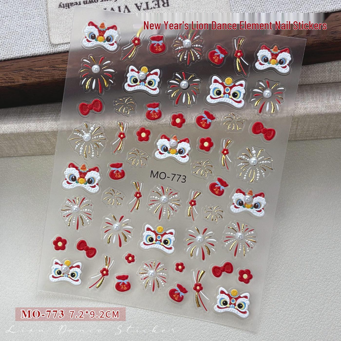 3D Chinese Style Firework & Pearl Lion Head Nail Stickers - New Year Trend
3D Chinese Style Firework & Pearl Lion Head Nail Stickers - New Year Trend