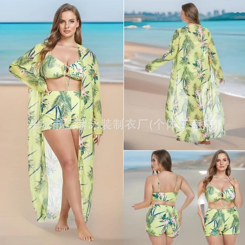 Plus Size Bikini Print Swimwear Set with Beach Sun Protection Cover-Up (3-Piece), European and American Style XL жовтий
Plus Size Bikini Print Swimwear Set with Beach Sun Protection Cover-Up (3-Piece), European and American Style XL жовтий