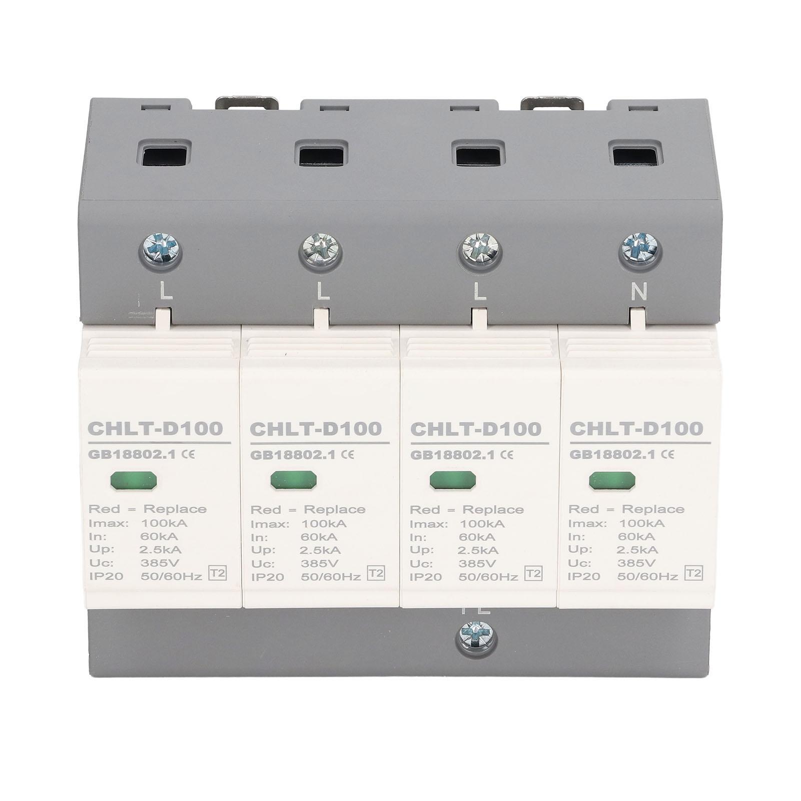 AC 385V Surge Protective Device IP20 4P Overvoltage Protection Arrester 36MM Rail Mounting 
AC 385V Surge Protective Device IP20 4P Overvoltage Protection Arrester 36MM Rail Mounting