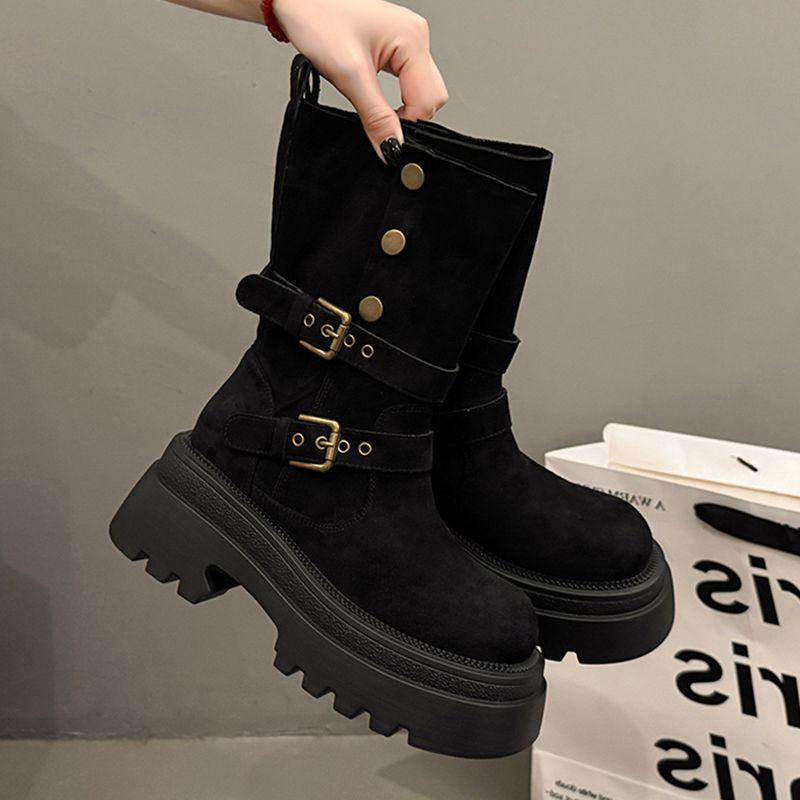 Женские ботинки на толстой подошве с пряжками в британском стиле: Универсальные, увеличивающие рост короткие рыцарские ботинки для весны/осени маленьких размеров Size 35
Женские ботинки на толстой подошве с пряжками в британском стиле: Универсальные, увеличивающие рост короткие рыцарские ботинки для весны/осени маленьких размеров Size 35
