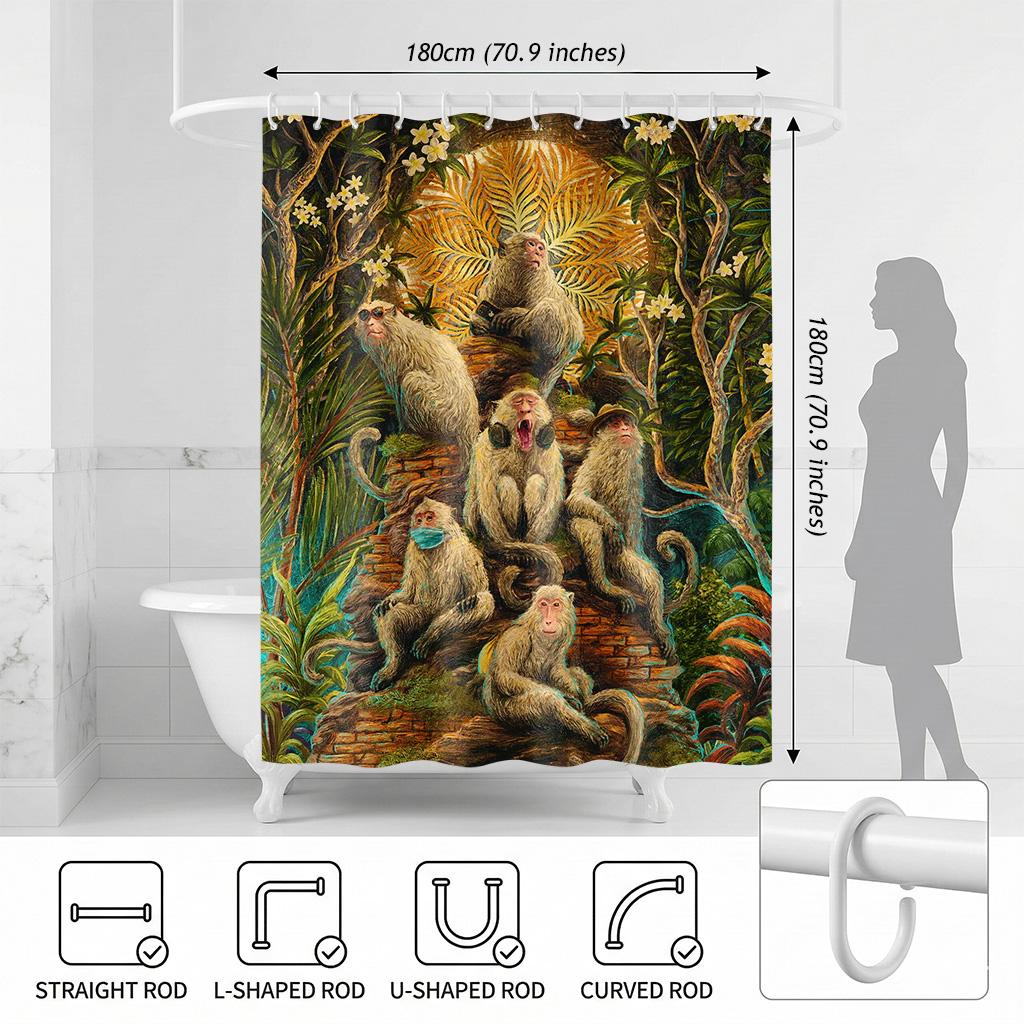 Funny Jungle Monkey Tribe Shower Curtain - Creative Tropical Animal Art Illustration - Indoor Home Bathroom Decor Bath Curtain W60H190(CM)-1 Pcs
Funny Jungle Monkey Tribe Shower Curtain - Creative Tropical Animal Art Illustration - Indoor Home Bathroom Decor Bath Curtain W60H190(CM)-1 Pcs