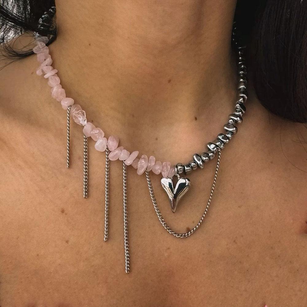 Elegant Irregular CCB &Pink Stone Beads Chain Heart Pendant Necklace For Women Choker Dinner Party Valentine s Jewelry N0498
Elegant Irregular CCB &Pink Stone Beads Chain Heart Pendant Necklace For Women Choker Dinner Party Valentine s Jewelry N0498