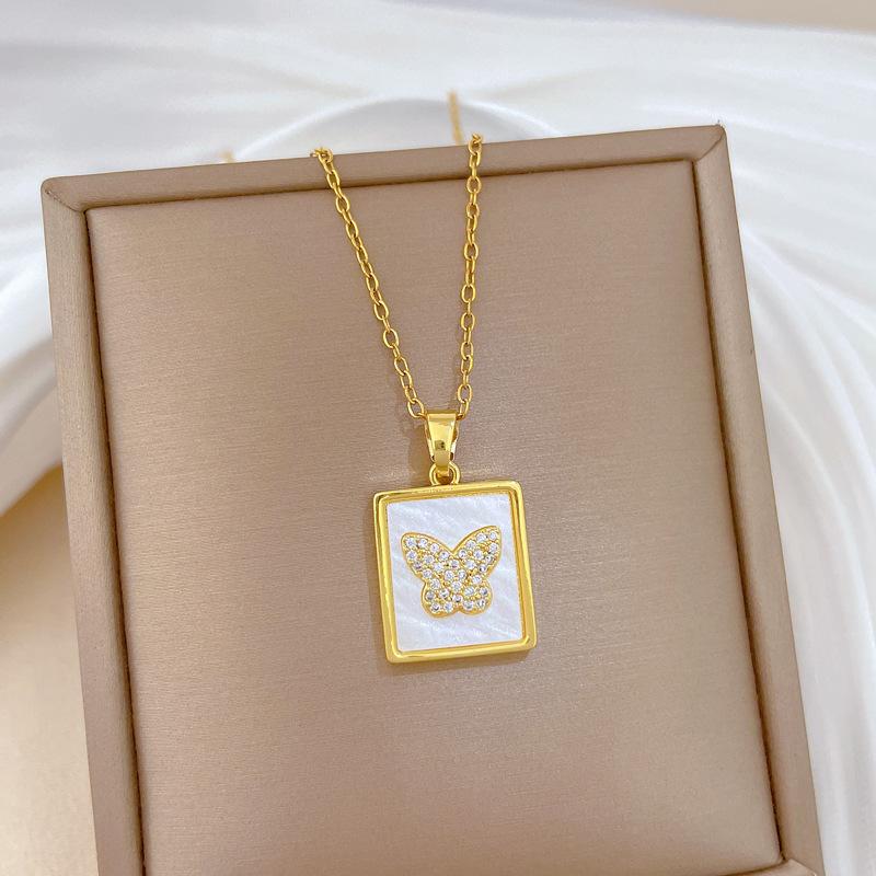 Sweet Cute Shell Zircon Butterfly Square Pendant Necklace for Women Girls Gold Color Stainless Steel Chain Jewelry Gifts
Sweet Cute Shell Zircon Butterfly Square Pendant Necklace for Women Girls Gold Color Stainless Steel Chain Jewelry Gifts