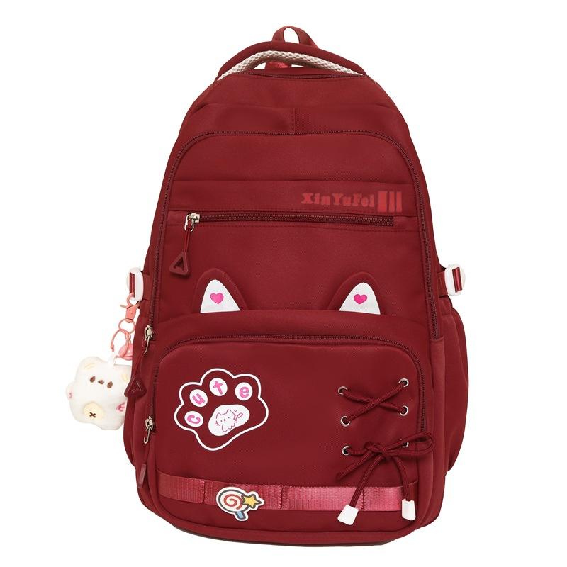 Новый школьный рюкзак для девочек, большой вместимости, рюкзак для учеников средней школы, рюкзак высокой ценности, модная сумка красный