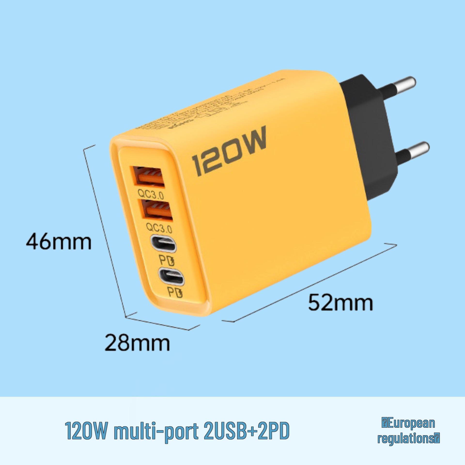 Швидкий зарядний пристрій PD65W з 4 портами USB та 2 портами Type-C, сумісний з телефонами Apple та Huawei. 120W Quad Port Dual-C + Dual USB EU Version
Швидкий зарядний пристрій PD65W з 4 портами USB та 2 портами Type-C, сумісний з телефонами Apple та Huawei. 120W Quad Port Dual-C + Dual USB EU Version