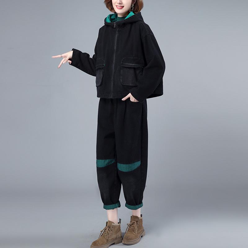 Женский новый утолщенный джинсовый костюм 2024: Мода Осень/Зима, Стильный Повседневный Костюм-Двойка для Мам Среднего и Пожилого Возраста XL (130-145 lbs) чёрный
Женский новый утолщенный джинсовый костюм 2024: Мода Осень/Зима, Стильный Повседневный Костюм-Двойка для Мам Среднего и Пожилого Возраста XL (130-145 lbs) чёрный