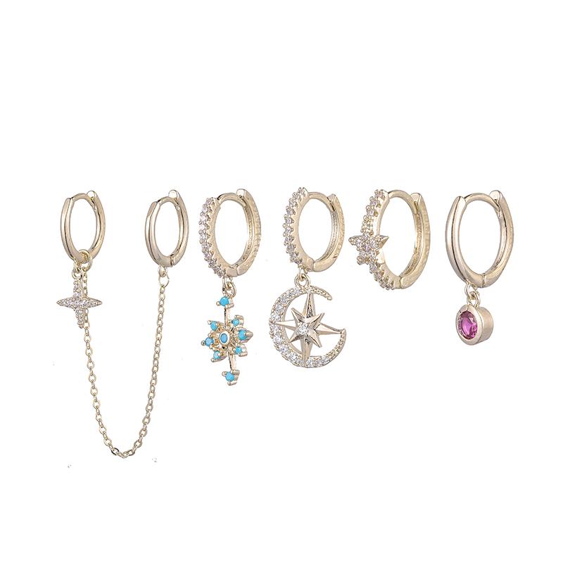 ANENJERY 6 шт./компл. серьги-кольца со звездами для женщин, цветные циркониевые серьги-цепочки с двойной пряжкой
ANENJERY 6 шт./компл. серьги-кольца со звездами для женщин, цветные циркониевые серьги-цепочки с двойной пряжкой