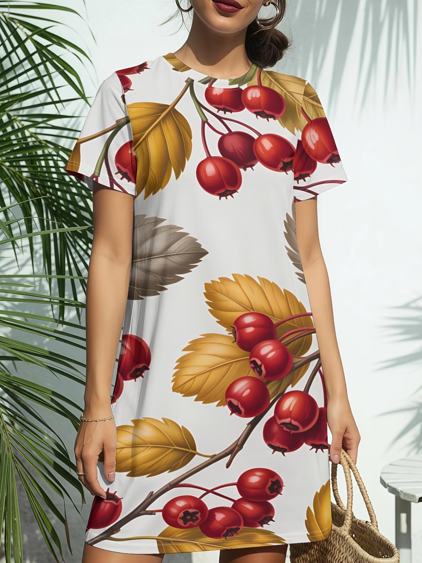Botanical Art New Arrival Women S Round Neck Short-Sleeve T-Shirt Dress. American Trendy Digital Print. Casual Versatile Style for Spring And Summer. M дубильная кора
Botanical Art New Arrival Women S Round Neck Short-Sleeve T-Shirt Dress. American Trendy Digital Print. Casual Versatile Style for Spring And Summer. M дубильная кора