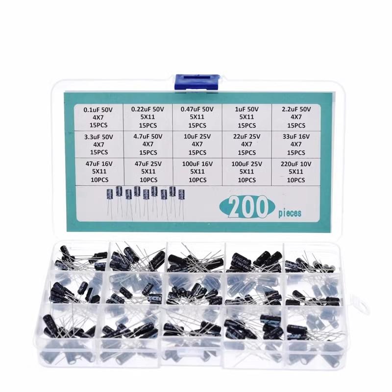 200pcs Radial Capacitors Set 15Values 10V 16V 25V 50V 0.1uF-220uF Electrolytic Capacitor Assortment Kit 0.22uf 2.2uf 100uf
200pcs Radial Capacitors Set 15Values 10V 16V 25V 50V 0.1uF-220uF Electrolytic Capacitor Assortment Kit 0.22uf 2.2uf 100uf