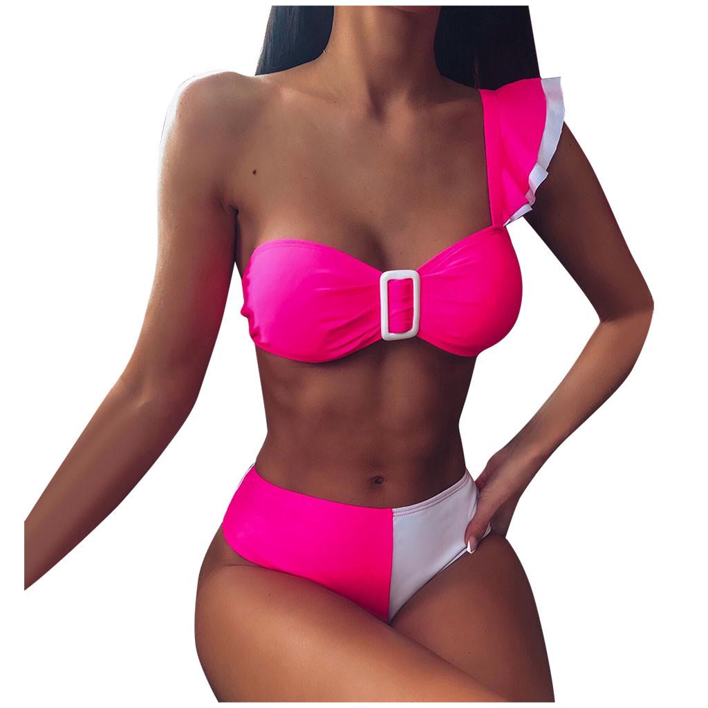 Buy SPRO Sexy Women Patchwork Ruffles Buckle Bikini Push Up Padded