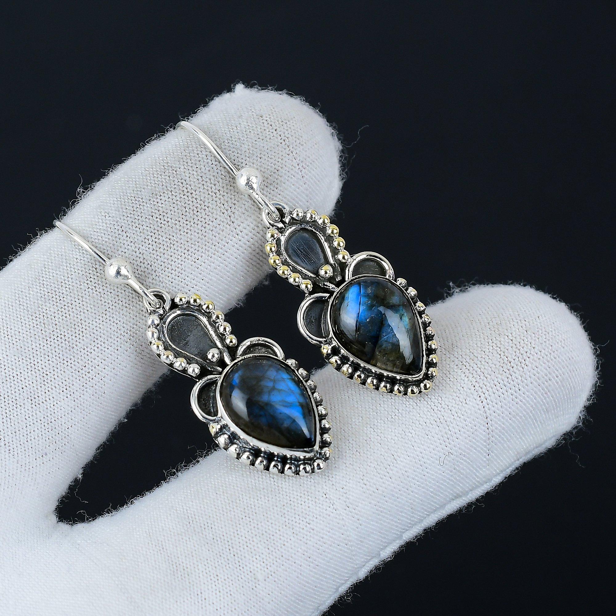 Natural Labradorite Gemstone Earrings, 925 Sterling Silver Earring, Handmade Boho Silver Jewelry Dangle Earrings, Party Wear Gifts 1.96 синий
Natural Labradorite Gemstone Earrings, 925 Sterling Silver Earring, Handmade Boho Silver Jewelry Dangle Earrings, Party Wear Gifts 1.96 синий